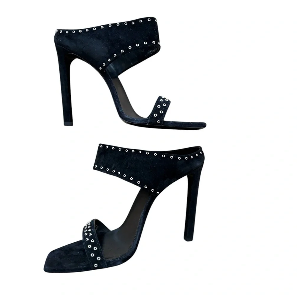Saint Laurent Leather Mica 105 Stud Mule Black Size 6.5 - Picture 5 of 13
